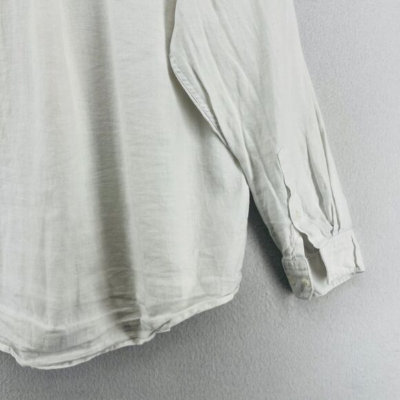 BOWEN & WRIGHT Shirt Mens M 100% Linen Button Up Long Sleeve Summer Woven White - Picture 7 of 13